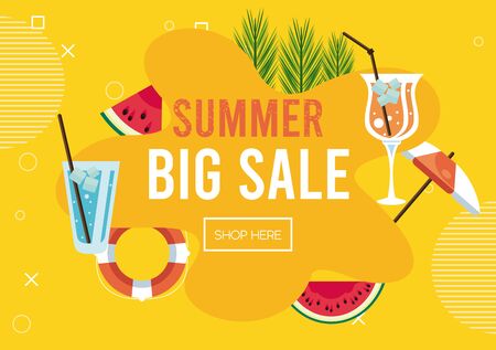 summer holidays sale poster with set icons vector illustration designのイラスト素材