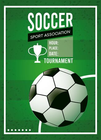 soccer league sport poster with balloon in green background vector illustration designのイラスト素材