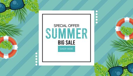 summer holidays sale poster with square frame vector illustration designのイラスト素材