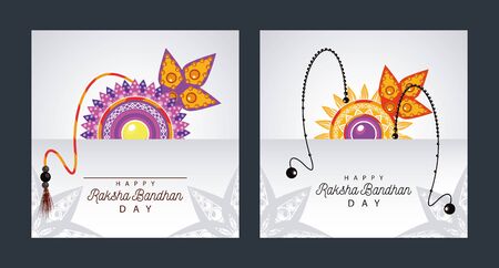 India Raksha Bandhan flowers decoration frame vector illustration designのイラスト素材