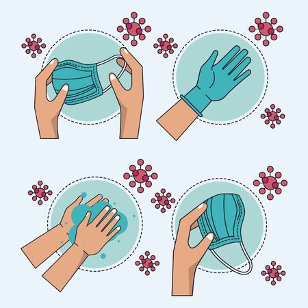 how to remove surgical mask safely infographic vector illustration designのイラスト素材