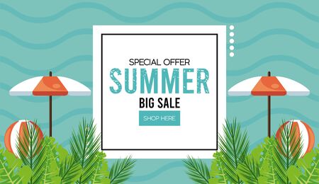 summer holidays sale poster with square frame vector illustration designのイラスト素材