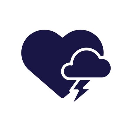 heart with cloud storm silhouette style vector illustration designのイラスト素材