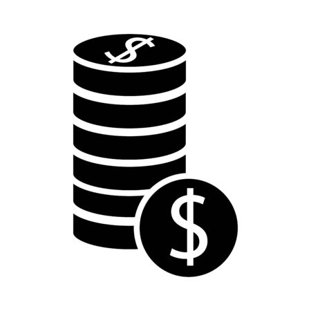 pile coins money dollars silhouette style vector illustration designのイラスト素材
