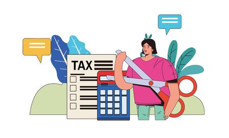 young woman with tax day pay vector illustration designのイラスト素材