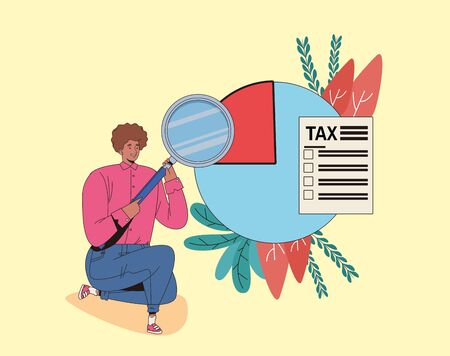 young man with tax day pay vector illustration designのイラスト素材