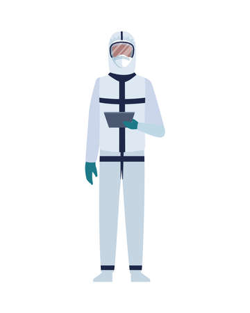 professional doctor wearing biosafety suit character vector illustration designのイラスト素材