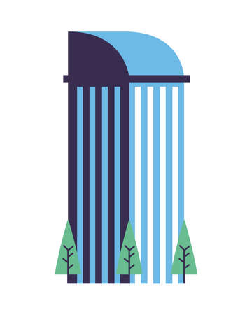 building construction with trees city scene vector illustration designのイラスト素材