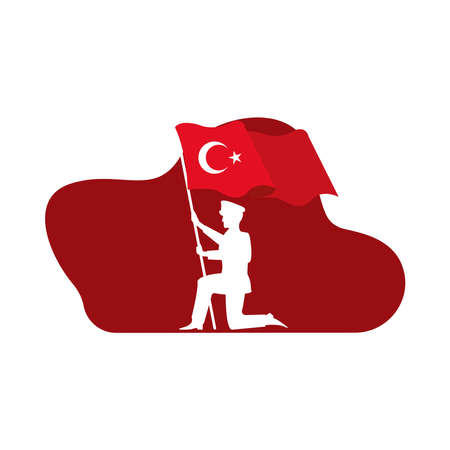 soldier with turkey flag country isolated icon vector illustration designのイラスト素材