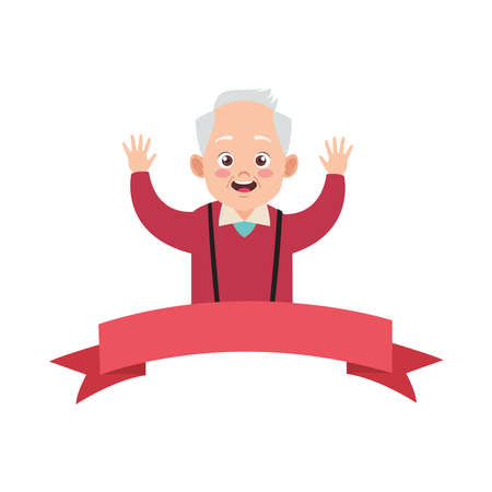 happy old grandfather avatar character vector illustration designのイラスト素材