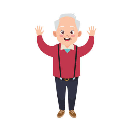 happy old grandfather avatar character vector illustration designのイラスト素材
