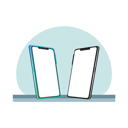 smartphones devices technology digital icons vector illustration designのイラスト素材