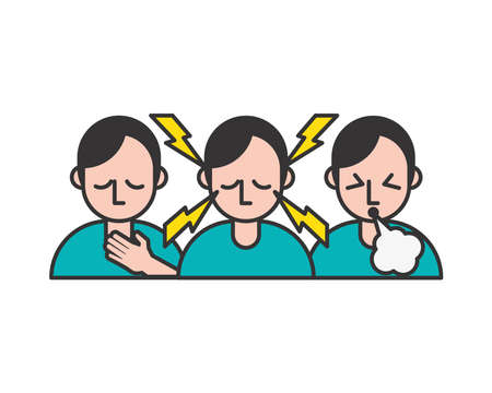 persons with covid19 symptoms characters vector illustration designのイラスト素材