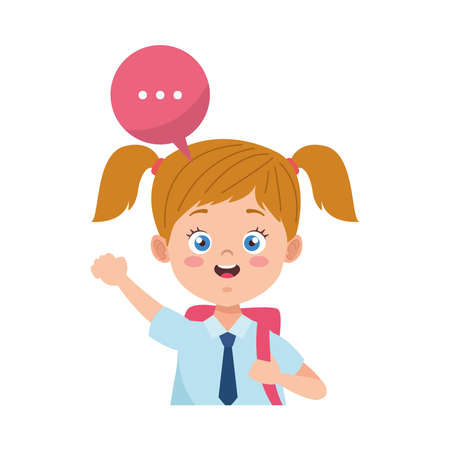 little student girl with uniform character vector illustration designのイラスト素材