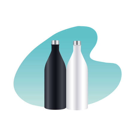 aluminium bottles products branding icons vector illustration designのイラスト素材