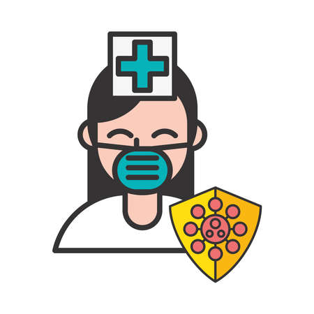 nurse wearing medical mask character vector illustration designのイラスト素材