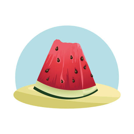 watermelon fresh fruit tropical summer icon vector illustration designのイラスト素材