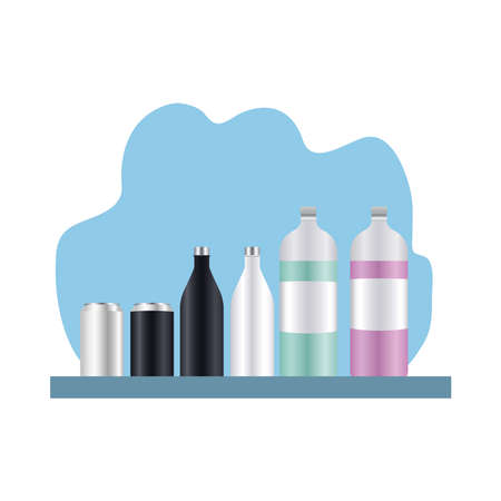 cans aluminium and bottles products branding vector illustration designのイラスト素材