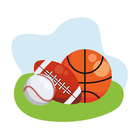 basketball with american football and baseball sports balls vector illustration designのイラスト素材
