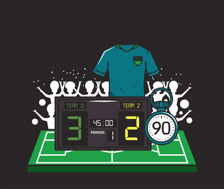 football soccer sport poster with scoreboard vector illustration designのイラスト素材