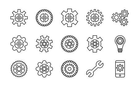 bundle of gears machine set icons vector illustration designのイラスト素材