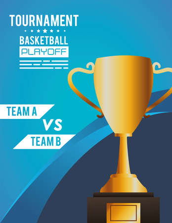 basketball sport poster with trophy cup vector illustration designのイラスト素材