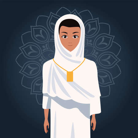 hajj mabrour celebration with woman islamic pilgrim vector illustration designのイラスト素材