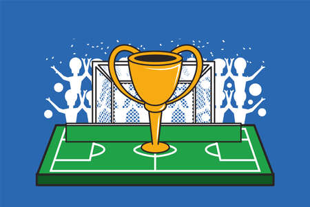 football soccer sport poster with trophy cup award vector illustration designのイラスト素材