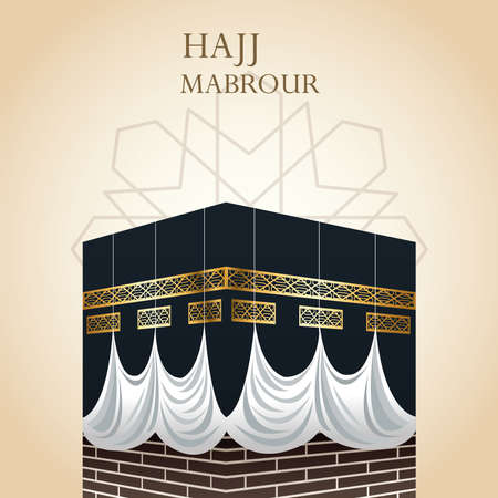 hajj mabrour celebration with sacred kaaba vector illustration designのイラスト素材
