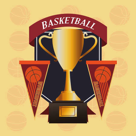 basketball sport poster with trophy cup vector illustration designのイラスト素材