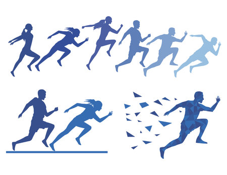 silhouettes of athletics people running vector illustration design