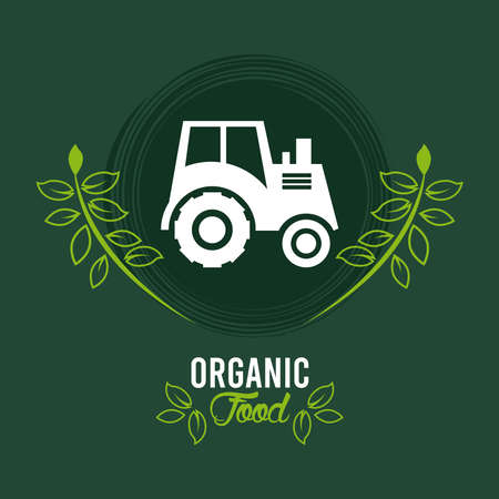 premium and healthy food poster with tractor vector illustration designのイラスト素材