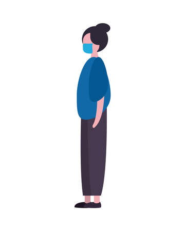 woman wearing medical mask character vector illustration designのイラスト素材