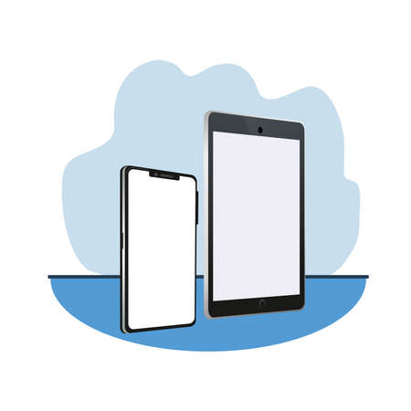 smartphones devices technology digital icons vector illustration designのイラスト素材
