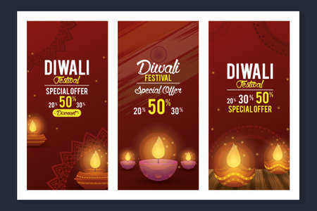 Diwali Festival Indian Offer Sets Design with candles, vector illustrationの写真素材