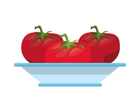 tomatoes healthy vegetables in dish vector illustration designのイラスト素材