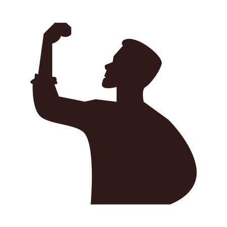 strong man celebrating wielding the hand vector illustration designのイラスト素材