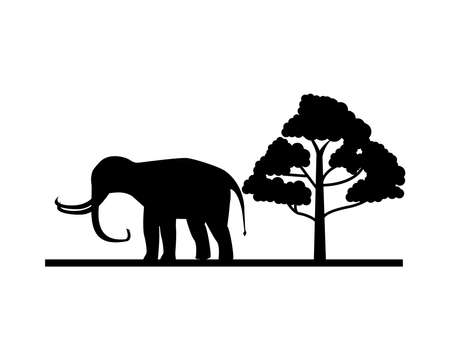 wild elephant animal nature silhouette vector illustration designのイラスト素材