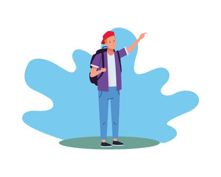 young tourist man happy character vector illustration designのイラスト素材