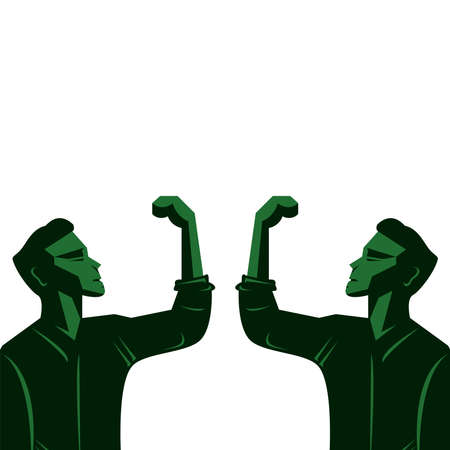 strong men celebrating with raise the hands vector illustration designのイラスト素材