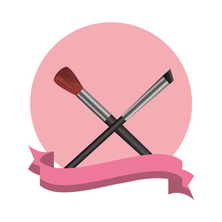 make up brushes crossed elements icons vector illustration designのイラスト素材