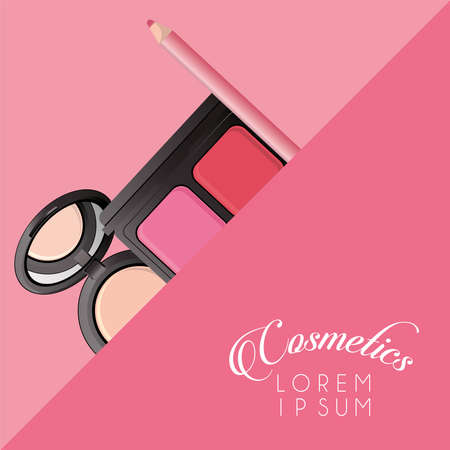 set of cosmetics makeup with lettering vector illustration designのイラスト素材