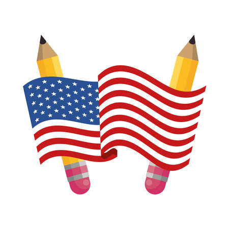 united states of america flag with pencils vector illustration designのイラスト素材