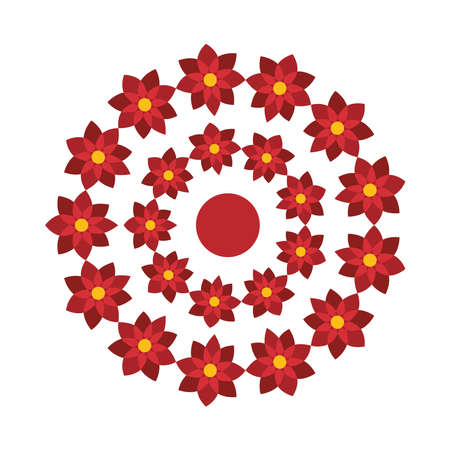 red flowers garden circular decoration vector illustration designのイラスト素材