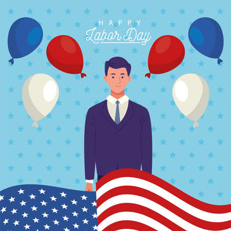 happy labor day celebration with businessman worker vector illustration designのイラスト素材