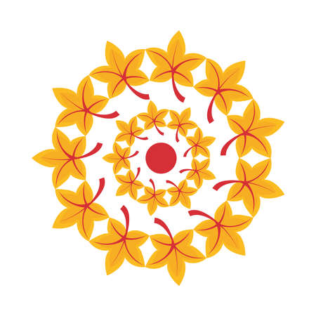 yellow flowers garden circular decoration vector illustration designのイラスト素材