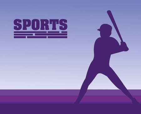 athletic man practicing baseball sport silhouette vector illustration designのイラスト素材