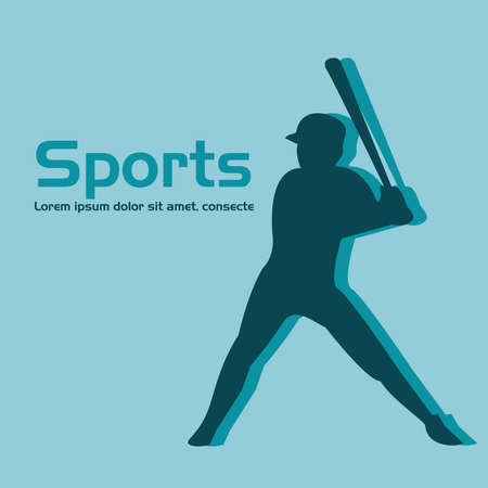 athletic man practicing baseball sport silhouette vector illustration designのイラスト素材