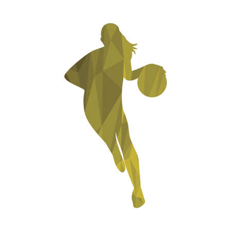 athletic woman practicing basketball sport silhouette vector illustration designのイラスト素材