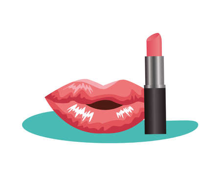make up lipstick product with mouth vector illustration designのイラスト素材